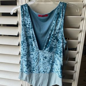 Plunging v-neck velvet bodysuit